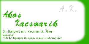 akos kacsmarik business card